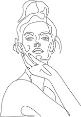 minimalist one line drawing woman face illustration in line art style