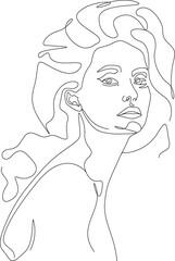 minimalist one line drawing woman face illustration in line art style