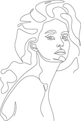 minimalist one line drawing woman face illustration in line art style