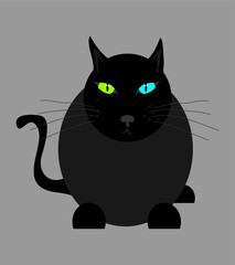 sitting colorful eyed cat vector art