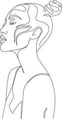 minimalist one line drawing woman face illustration in line art style