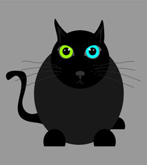 sitting colorful eyed cat vector art