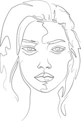 minimalist one line drawing woman face illustration in line art style