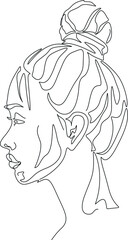 minimalist one line drawing woman face illustration in line art style