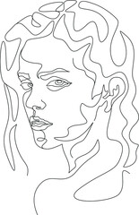 minimalist one line drawing woman face illustration in line art style