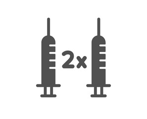 Coronavirus 2x vaccine simple icon. Corona syringe sign. Covid jab symbol. Classic flat style. Quality design element. Simple coronavirus vaccine icon. Vector