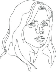 minimalist one line drawing woman face illustration in line art style