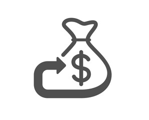 Money cashback simple icon. Financial goal sign. Investment budget symbol. Classic flat style. Quality design element. Simple cashback icon. Vector