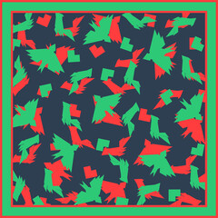 Square ornamental background. Scarf, shawl, pareo design. Hijab print. Bandana pattern. 