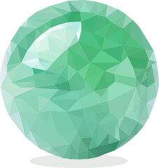 a ball with green highlights made of triangles