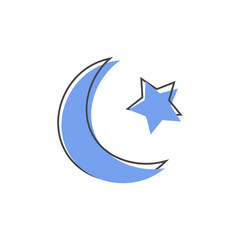Vector icon symbol of Islam on cartoon style on white isolated background.