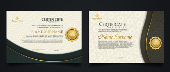 Luxury certificate template with elegant corner frame and realistic texture pattern, diploma Vector illustration