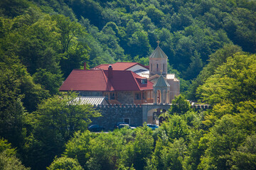 Orthodox church in Sabaduri Forest, beautiful landscape