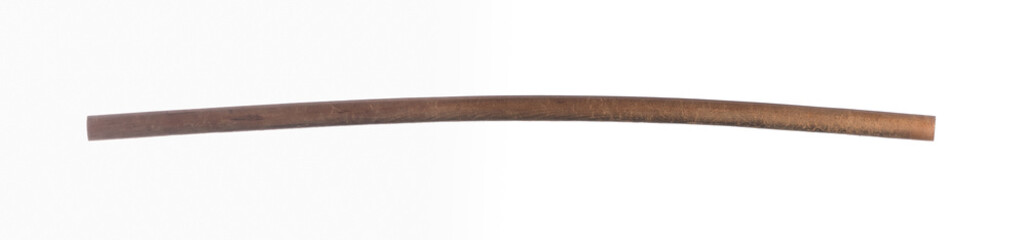 crooked wooden stick isolated on white background