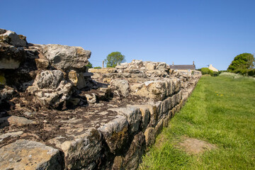 A section of Hadrian's Wall in Heddon-on-the-Wall in Northumberland, UK