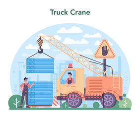 Crane operator concept. Industrial builder at the construction site