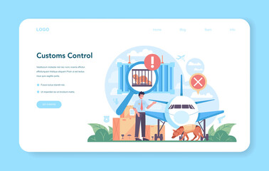 Customs officer web banner or landing page. Passport control