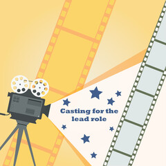 motion picture, poster, for casting for movie star, vector illustration