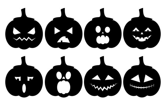 Horrible scary pumpkins for Halloween. Stencil. Silhouette.