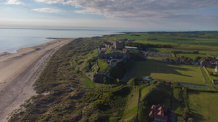 Bamburgh Castle on the coast of Northumberland, UK