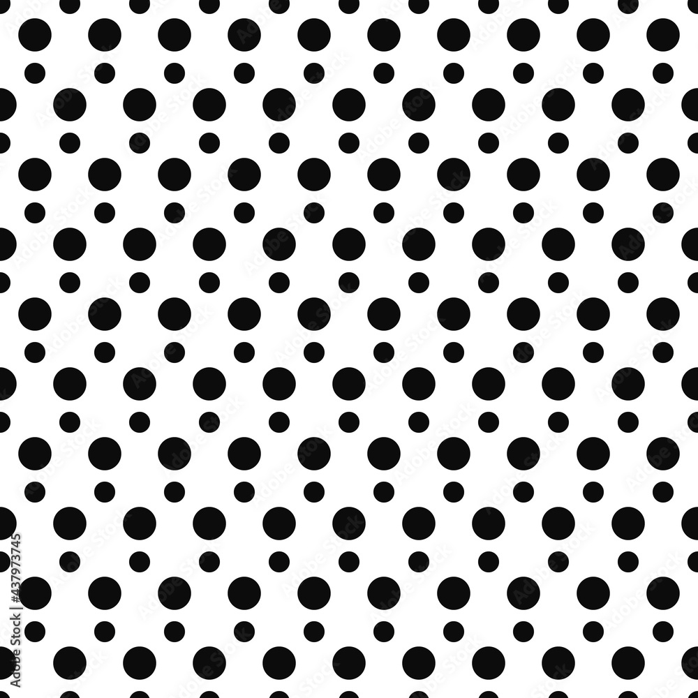 Poster Black dots pattern. Circles and white color background. Vector.