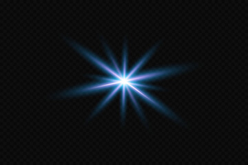 Glow effect. Blue glowing particles, stars, lasers. Vector illustration.