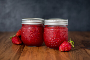 homemade jam jars with strawberries