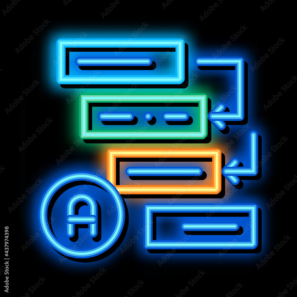 Poster graphical automatic algorithm neon light sign vector. glowing bright icon graphical automatic algori