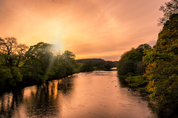The River Tees in Barnard Castle in County Durham, UK
