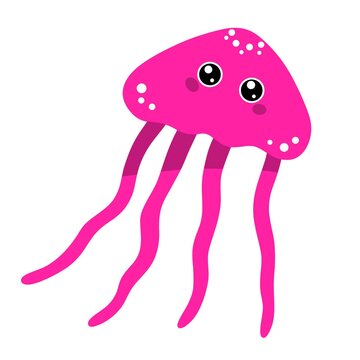 Pink octopus on a white background.