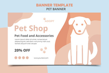 Pet shop horizontal banner template. Promotional banner for social media post, web banner and flyer