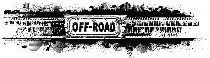 Vector off road stamp . Textured  design element . Mud splash grunge texture.  banner  © miloje