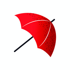 Red umbrella illustration isolated on white background. Flat design. Vector.