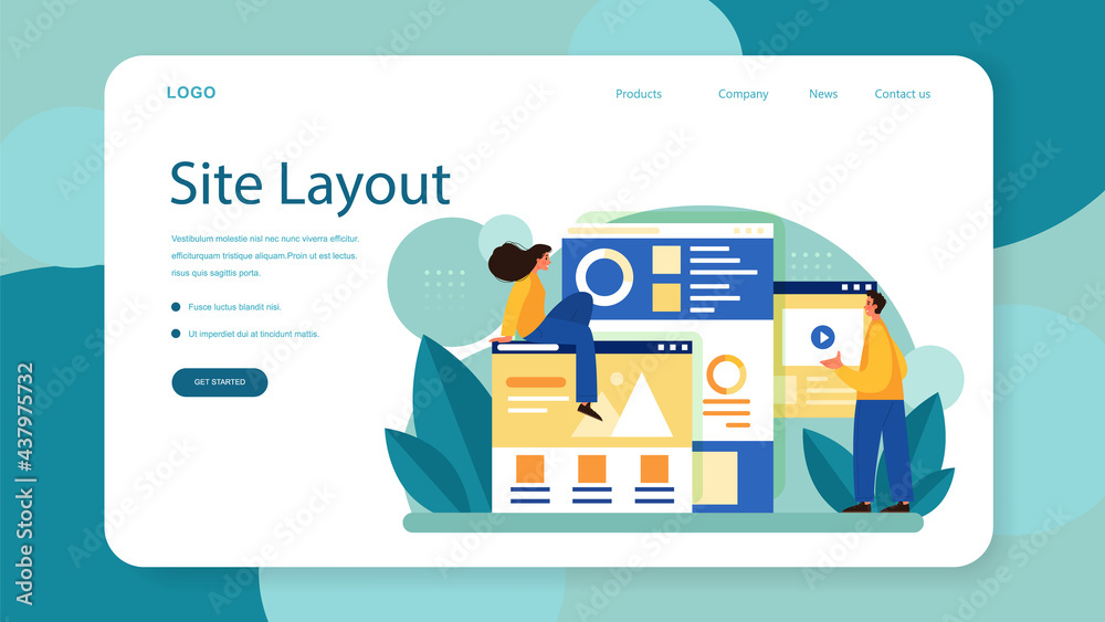 Poster website layout web banner or landing page. web development