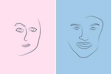 Abstract  hand drawn line drawing minimal woman portrait and body Vector illustration Contemporary portrait