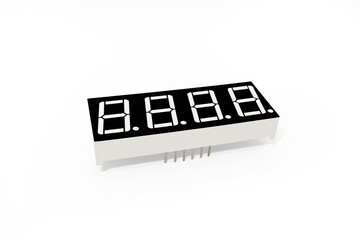 Single Digital LED indicator, side view. White background