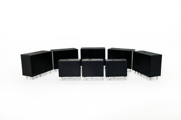 Group of black color solid state relays or SSR on white background