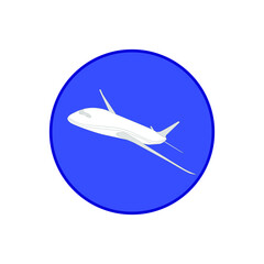 Airplane icon in the air. Vector image.