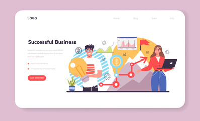 Business csuccess web banner or landing page. Idea of business development