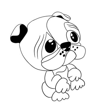 recommend clip art: Cute bulldog puppy with big black eyes