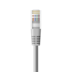 Realistic ethernet cable for local internet network connection. Computer wire web connector for pc - obrazy, fototapety, plakaty