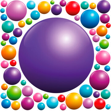 Purple ball surrounded by many colorful balls - isolated vector illustration on white background.
