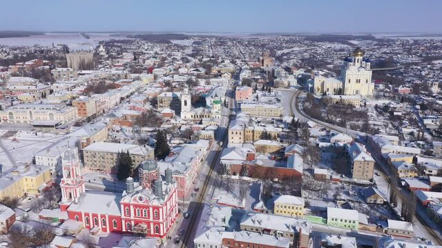 Aerial view of the Transfiguration church. Yelets city. Russia