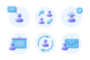 Business Communication 3d realistic icon set. Corporate signs. Vector illustration. © Анна Тощева