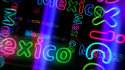 Mexico city symbol neon light 3d illustration