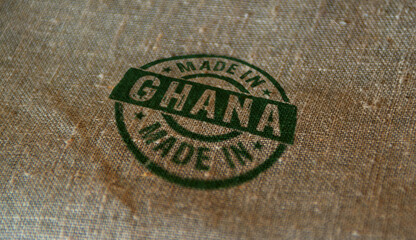 Made in Ghana stamp and stamping - obrazy, fototapety, plakaty