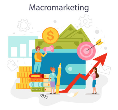 Macromarketing concept. Business promotion educational school course