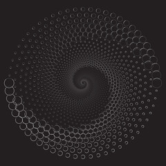 Dotted Halftone Vector Spiral Pattern or Texture. Stipple Dot Backgrounds