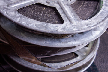 film rolls on metal spools