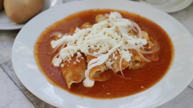 Entomatadas - traditional Oaxaca dishes. Mexican food